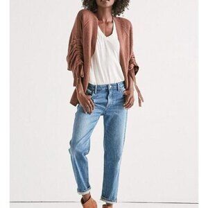 Lucky Brand Cardigan Sweater Womens Medium Brown Cinched Sleeve Chunky Boho